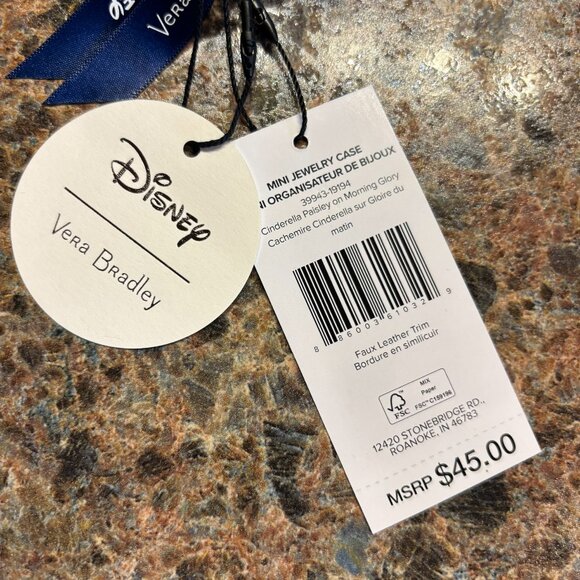 New Vera Bradley x Disney Mini Jewelry Case Cinderella Paisley Limited Edition - Picture 6 of 10